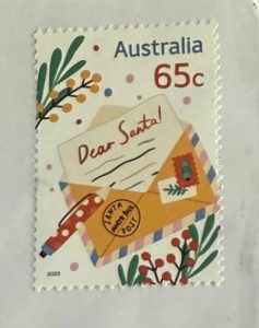 Used 2023 Christmas postage stamp