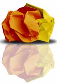 amber coloured scrunched sheet of paper